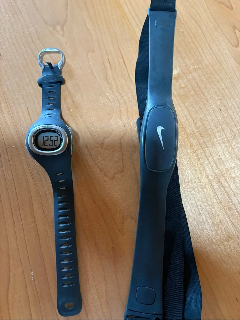Nike Black Digital Running Watch with Matching Black Heart Rate Strap